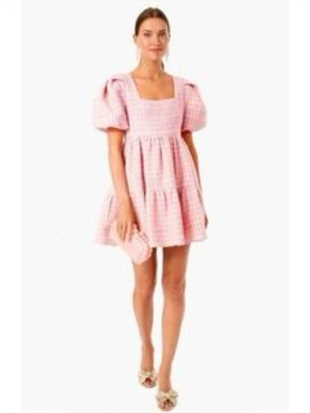 XL Hyacinth House Tuckernuck girly coquette Paris French  pink Tweed Mini Dress